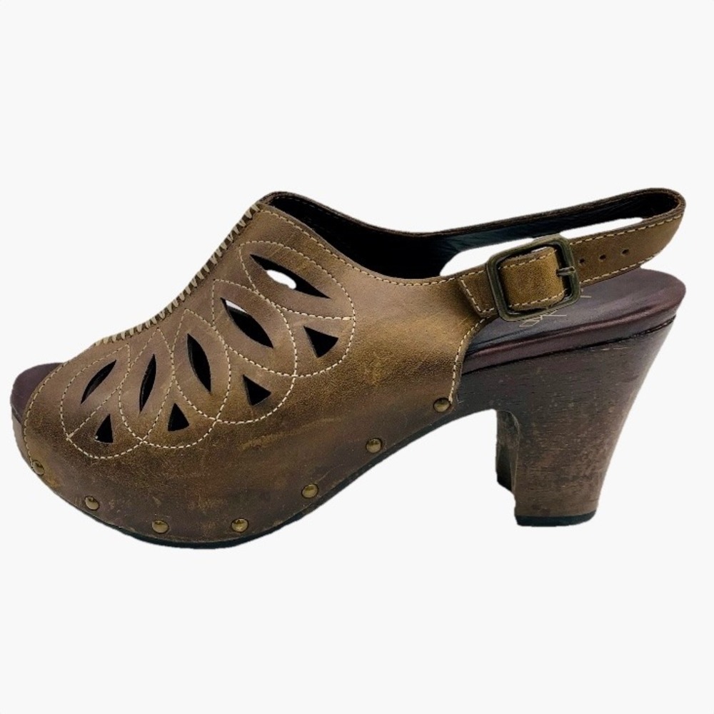 Dansko Leather Slingback Clog Heel Sandals‎ Rowena Brown US 10.5-11 EU 41